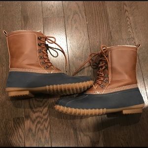 Cognac + Navy Duck Boots